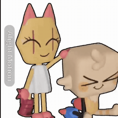 Cartoon Cat And Cube With Alight Motion GIF