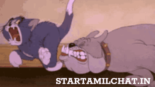 Cartoon Cat And Dog With Starttamilchat.in GIF