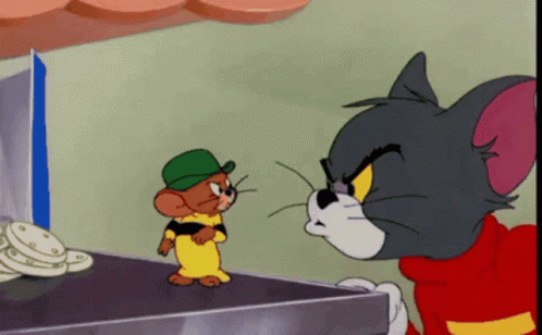 Cartoon Cat And Mouse Standing Together GIF