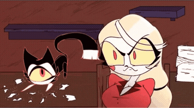 Cartoon Cat And Woman With Bow Tie GIF
