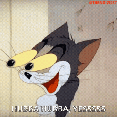 Cartoon Cat Big Yellow Eyes Hubba Hubba Yesssss GIF