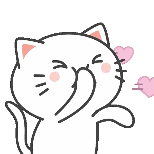 Cartoon Cat Blowing Kiss Hearts Sticker