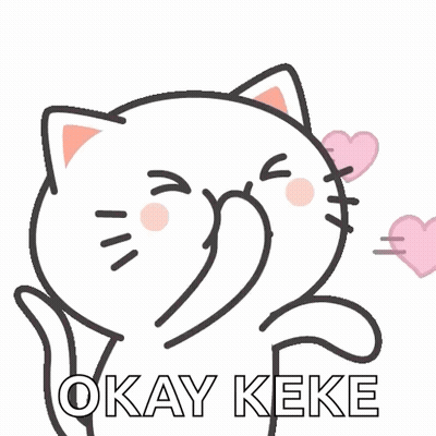 Cartoon Cat Blowing Kiss With Hearts Saying Okay Keke GIF