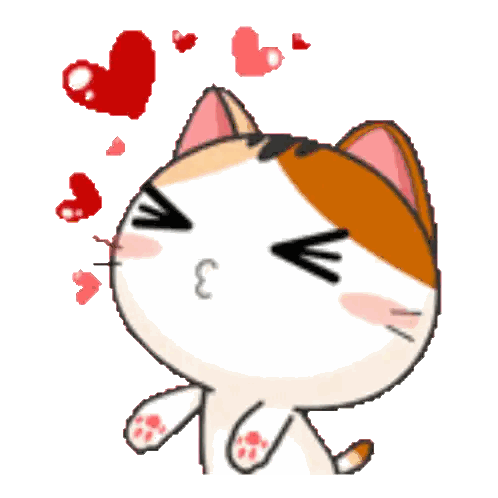 Cartoon Cat Blowing Kiss With Hearts Sticker