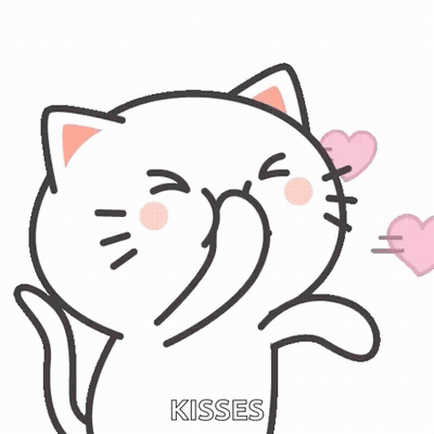 Cartoon Cat Blowing Kisses With Pink Hearts GIF