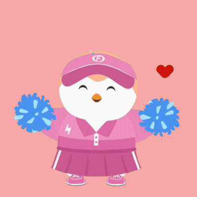 Cartoon Cat Cheering Baby With Yellow Pom Poms GIF