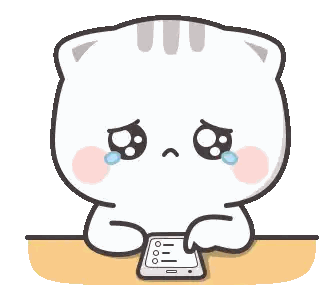 Cartoon Cat Crying At Cellphone Sticker