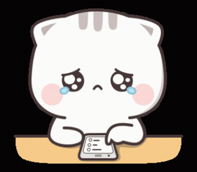 Cartoon Cat Crying Holding Cell Phone GIF