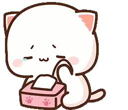 Cartoon Cat Crying Holding Pink Tissues Sticker