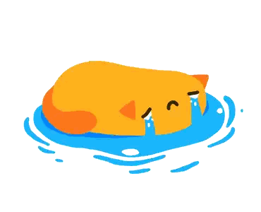 Cartoon Cat Crying In Water Sticker