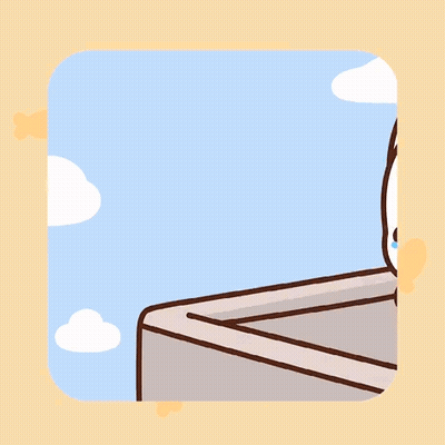 Cartoon Cat Crying On Ledge GIF