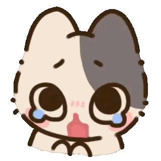 Cartoon Cat Crying Tears Sticker