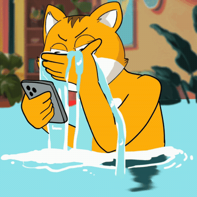 Cartoon Cat Crying While Looking At Phone GIF