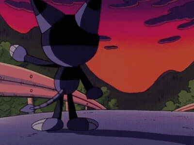 Cartoon Cat Crying With Snake Behind GIF