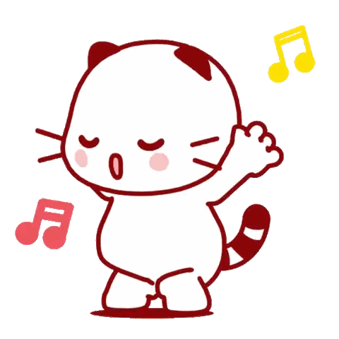 Cartoon Cat Dancing With Music Notes Sticker