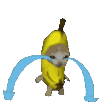 Cartoon Cat Dressed As Banana Crying Sticker