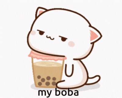Cartoon Cat Drinking Boba GIF