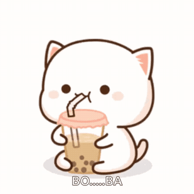 Cartoon Cat Drinking Bubble Tea GIF