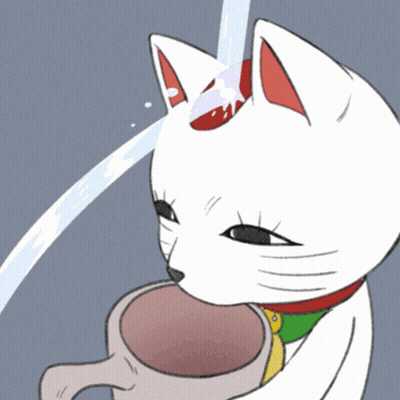 Cartoon Cat Drinking From Cup With Tongue Out GIF