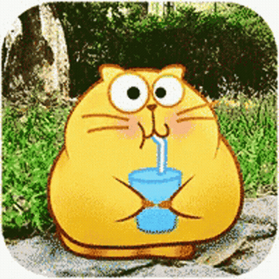 Cartoon Cat Drinking Through Straw GIF