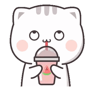 Cartoon Cat Drinking Watermelon Juice Sticker