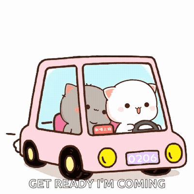 Cartoon Cat Driving Pink Car Get Ready I'm Coming GIF