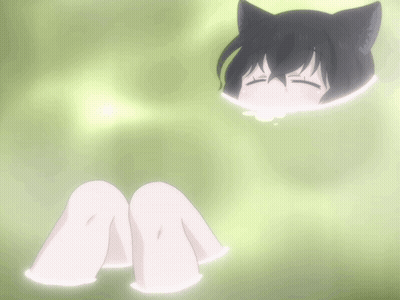 Cartoon Cat Ears Laying In Bathtub GIF