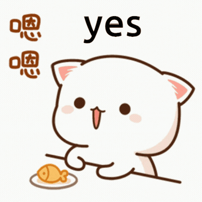 Cartoon Cat Eating Fish With Yes GIF