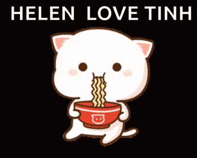 Cartoon Cat Eating Noodles From Bowl Helen Love Tinh GIF