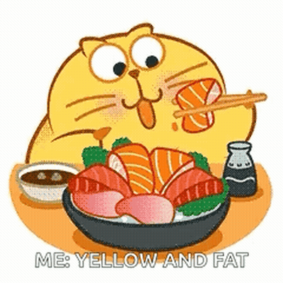Cartoon Cat Eating Sushi With Chopsticks GIF