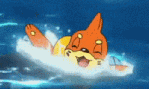 Cartoon Cat Floating On Top Of Wave In Water GIF