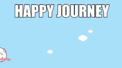Cartoon Cat Flying With Broom Happy Journey GIF