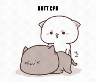 Cartoon Cat Giving Another Cat Butt CPR GIF