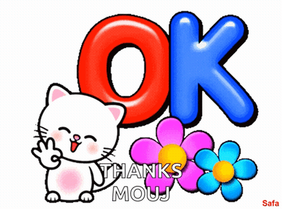 Cartoon Cat Giving Peace Sign Ok And Flowers GIF