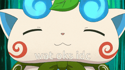 Cartoon Cat Green Leaf Saying Wat Oks Idc GIF