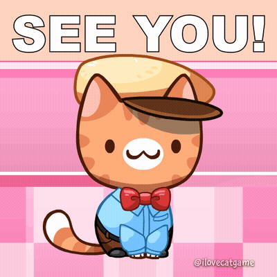 Cartoon Cat Hat Bow Tie Says See You GIF