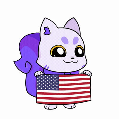 Cartoon Cat Holding American Flag GIF
