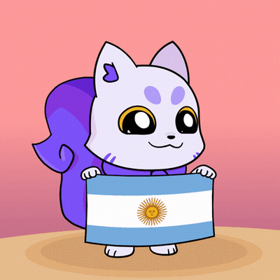 Cartoon Cat Holding Argentina Flag GIF