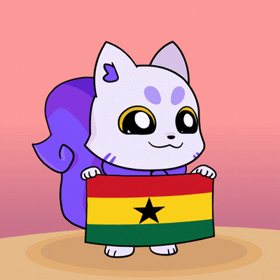 Cartoon Cat Holding Black Star Flag GIF