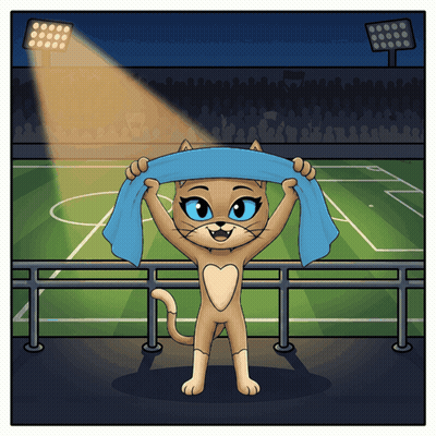 Cartoon Cat Holding Blue Towel Over Head GIF