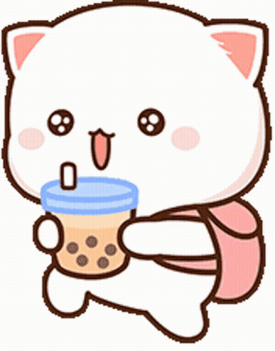 Cartoon Cat Holding Bubble Tea GIF