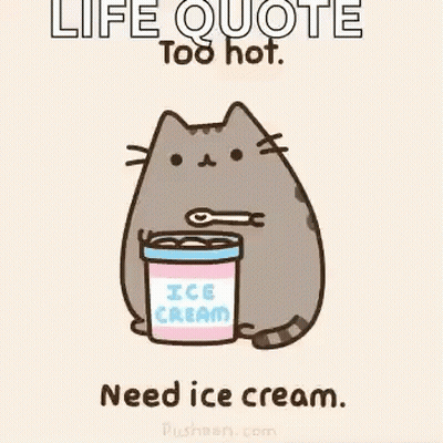 Cartoon Cat Holding Bucket Of Ice Cream GIF