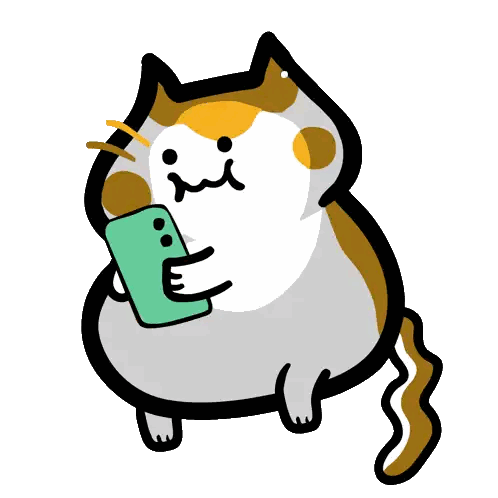 Cartoon Cat Holding Cell Phone Sticker