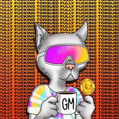 Cartoon Cat Holding Coffee Cup With GM GIF