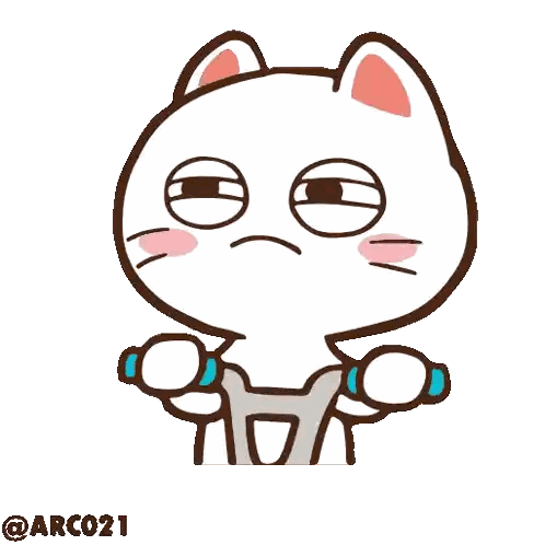 Cartoon Cat Holding Dumbbell Sticker