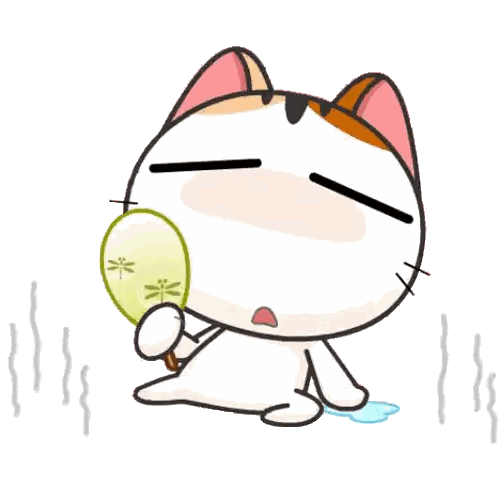 Cartoon Cat Holding Fan Sticker