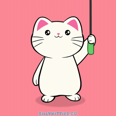 Cartoon Cat Holding Fishing Rod With Hank