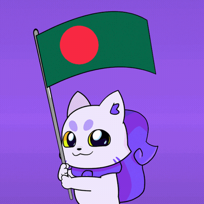 Cartoon Cat Holding Flag GIF