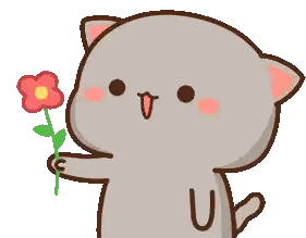 Cartoon Cat Holding Flower Sticker