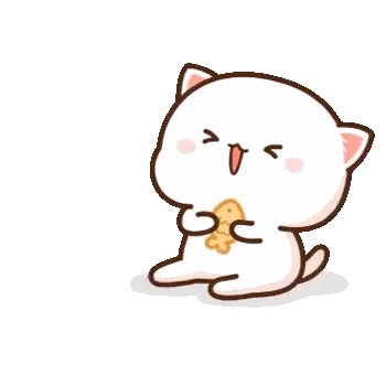 Cartoon Cat Holding Food Sticker